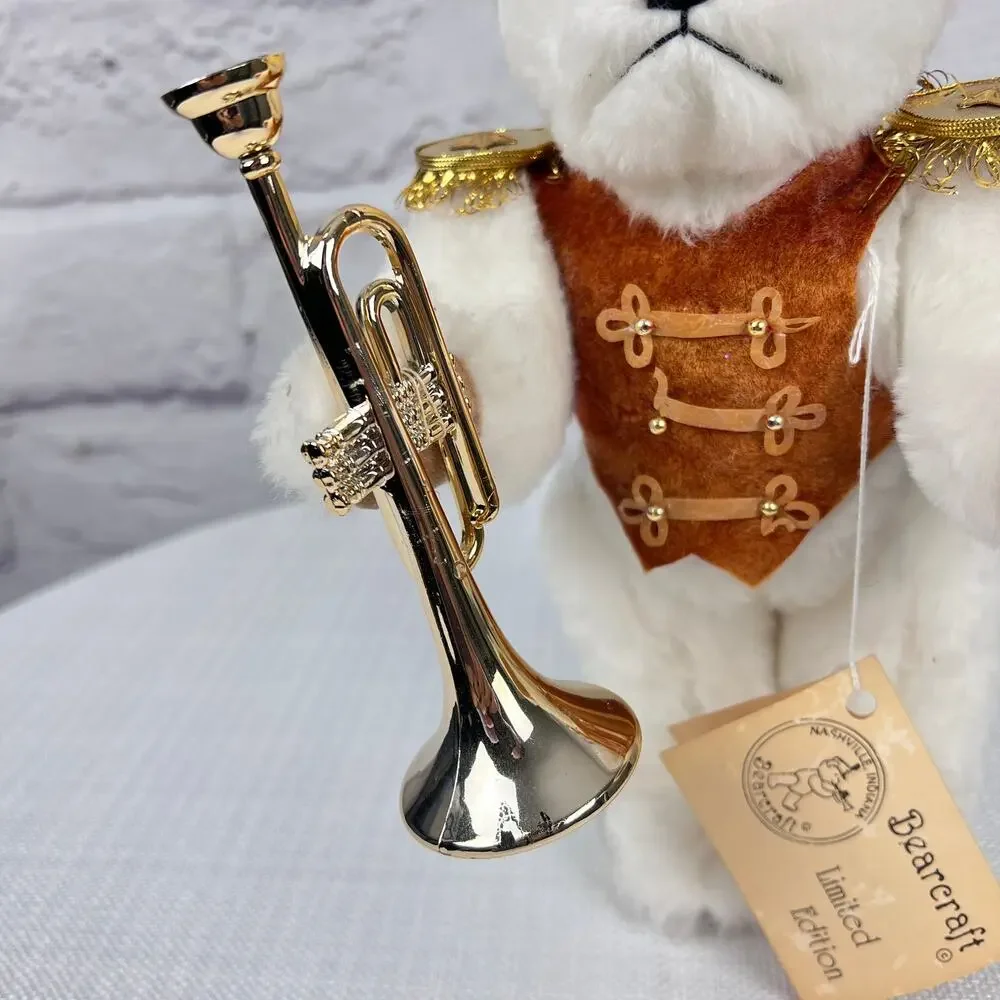 Bearcraft Joyce Ann Haughey White Bear‎ USA Band Horn Trumpet Jointed Plush 13